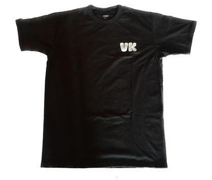 White on black t-shirt