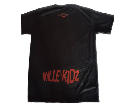 Red on black t-shirt