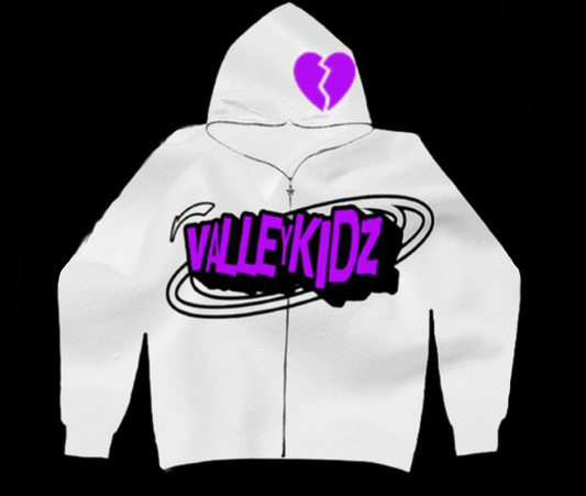 Purple on white full zip